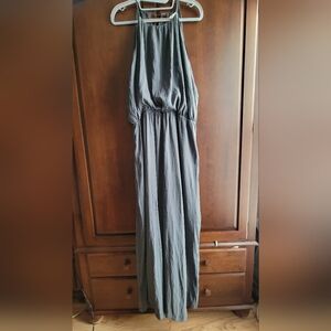 Elegant Gray Halter Maxi Dress